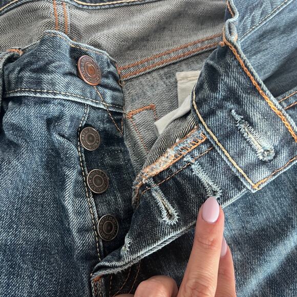 VTG Abercrombie & Fitch Skinny Jeans Mens W31 L32 Dark Wash Distressed ButtonFly - Picture 4 of 7